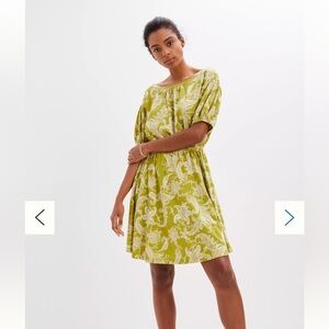 Anthropologie Daily Practice Green Paisley Mini Short Sleeve Dress XS